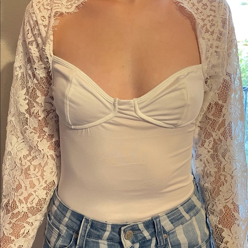 White lace body suite